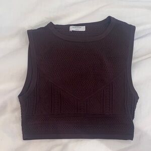 Babaton Dark Brown Textured Crop Top